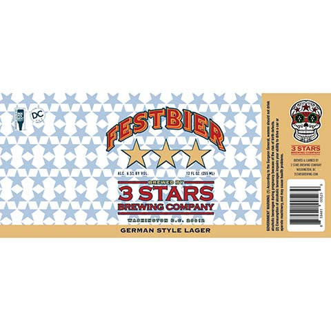 3 Stars Festbier German Style Lager by 3 Stars Brewing Company, beer label