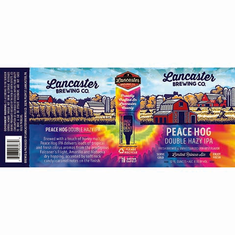 Lancaster Peace Hog Double Hazy IPA by Lancaster Brewing Co, beer label
