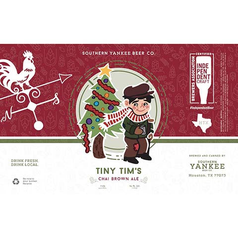 Tiny Tim's Chai Brown Ale by Southern Yankee Beer Co., beer label