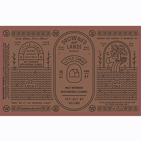 Drowned Lands Little Cabin Malt Beverage with Natural Flavors by The Drowned Lands Brewery, beer label