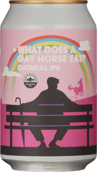What Does A Gay Horse Eat? by Benchwarmers Brewing Co, beer label