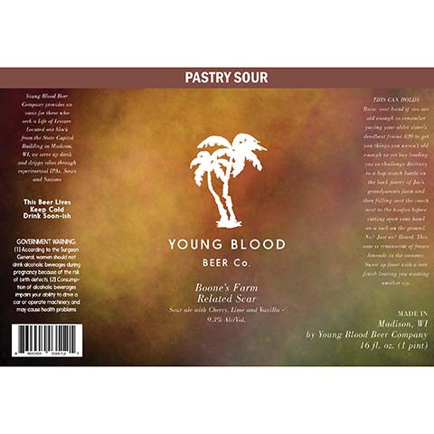 Young Blood Boone's Farm Related Scar Sour Ale by Young Blood Beer Co., beer label
