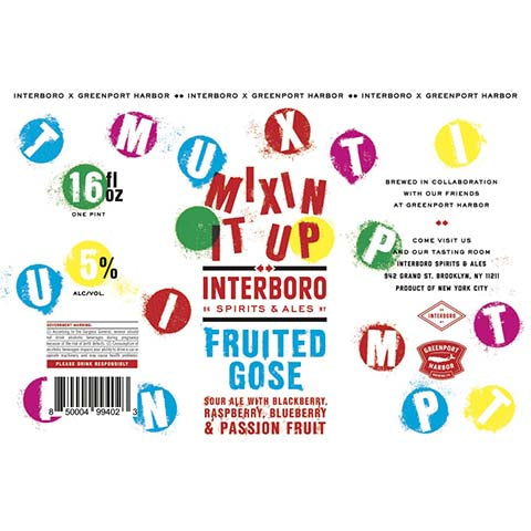 Interboro Mixin It Up Fruited Gose Sour Ale by Interboro Spirits And Ales, beer label