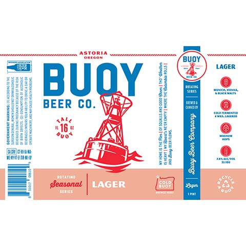 Buoy Lager by Buoy Beer Company, beer label