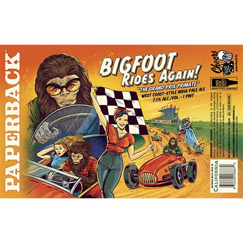 Paperback Bigfoot Rides Again! IPA by Paperback Brewing Co., beer label