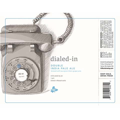 Trillium Dialed-In DIPA by Trillium Brewing, beer label