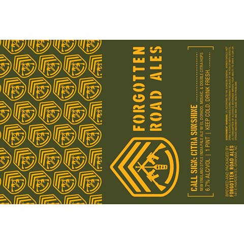 Forgotten Road Ales Call Sign: Citra Sunshine by Forgotten Road Ales, beer label