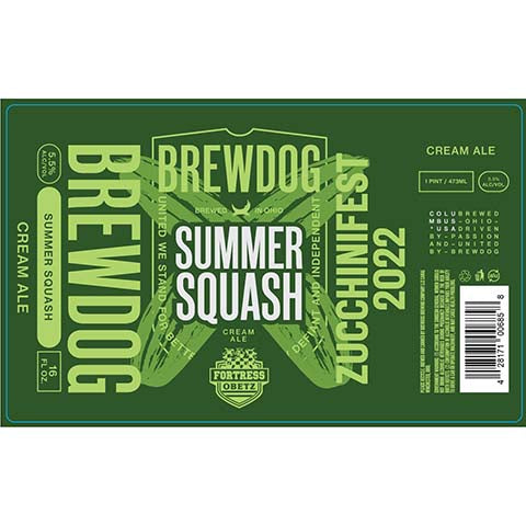BrewDog Summer Squash Zucchinifest 2022 by BrewDog, beer label