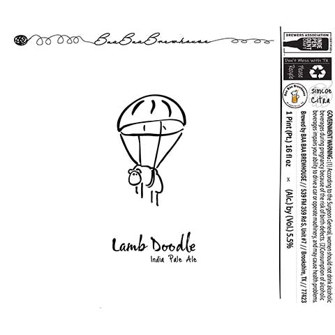 Baa Baa Lamb Doodle IPA by Baa Baa Brewhouse, beer label