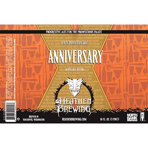Heathen 10th Anniversary Hazy IPA by Heathen Brewing, beer label