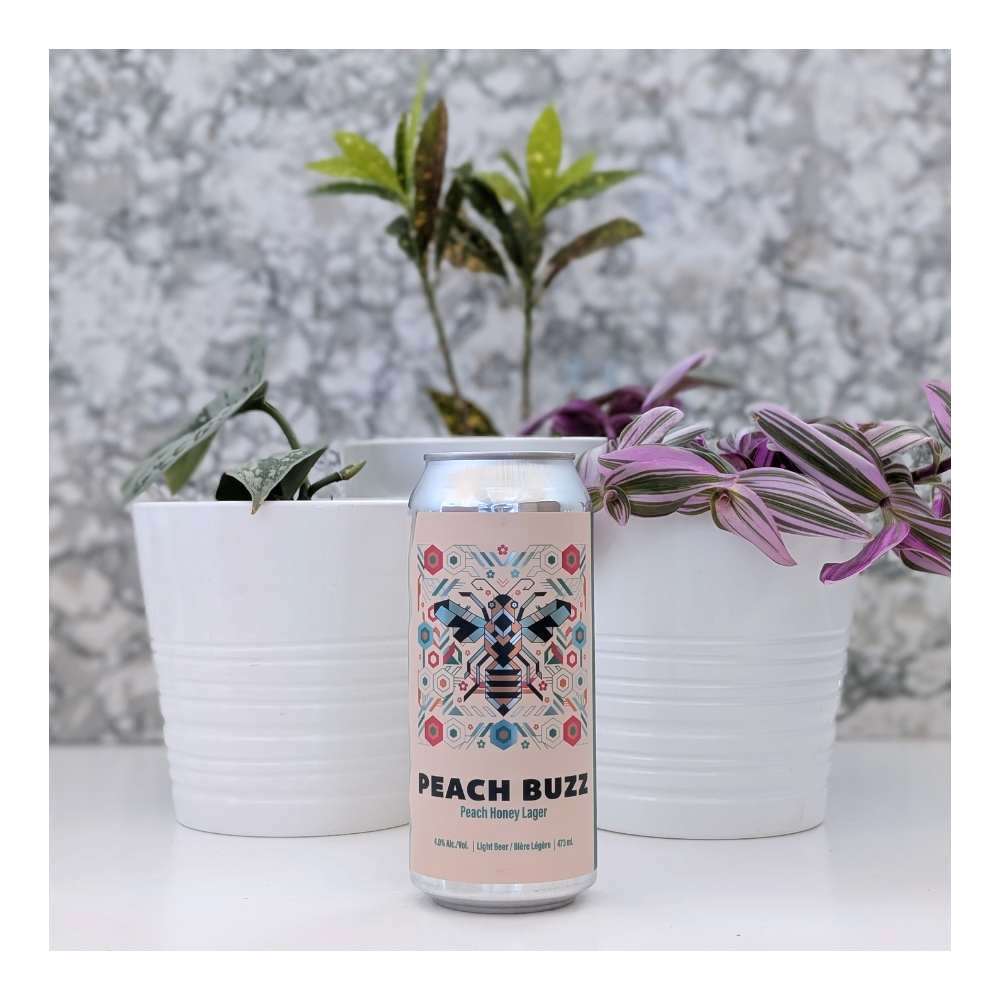Brewing Peach Buzz Peach Honey Lager by Blindman Brewery, beer label