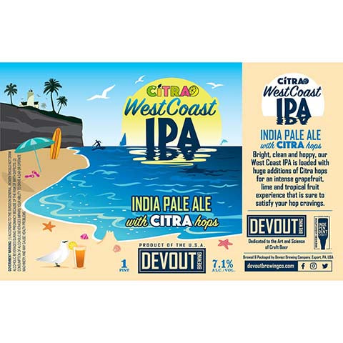 Devout Citra West Coast IPA by Devout Brewing Company, beer label