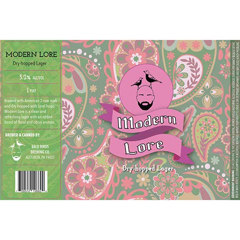 Bald Birds Modern Lore Lager by Bald Birds Brewing Co., beer label