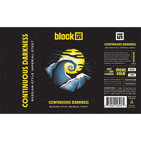 Block 15 Continuous Darkness Imperial Stout by Block 15, beer label