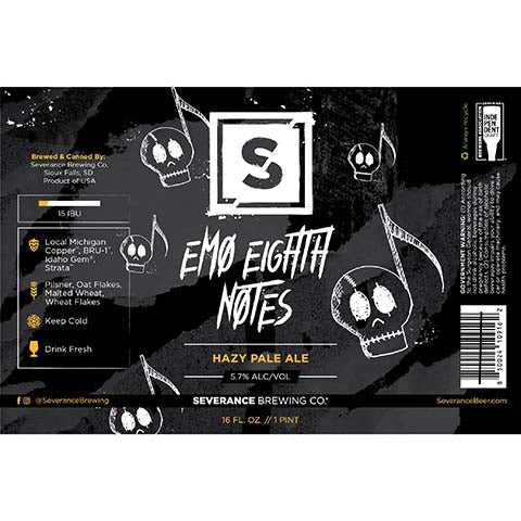 Severance Emo Eight Notes Hazy Pale Ale by Severance Brewing Company, beer label