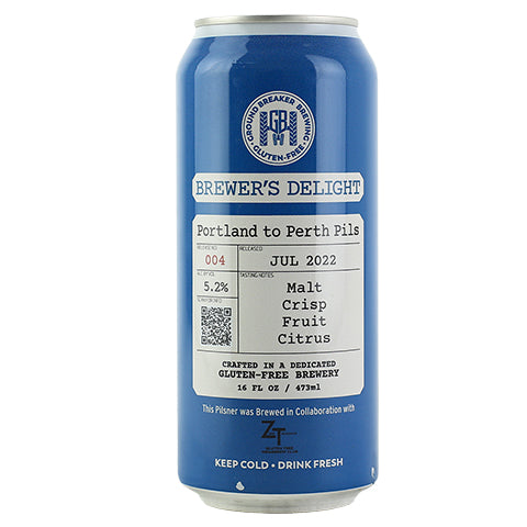 Ground Breaker Delight 004 - Portland to Perth Pilsner by Ground Breaker Brewing, beer label