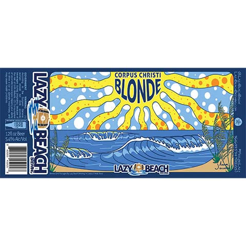 Lazy Beach Corpus Christi Blonde Ale by Lazy Beach Brewing, beer label