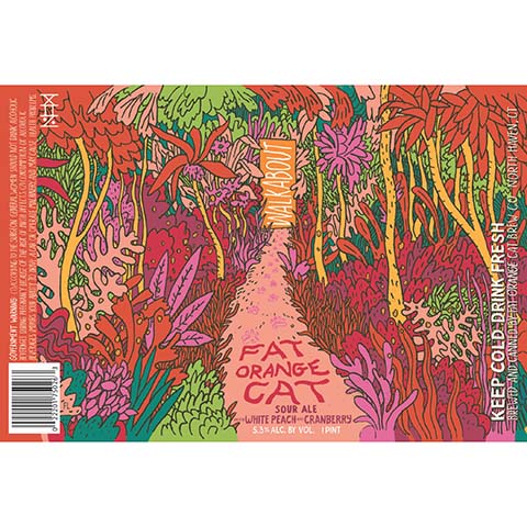 Fat Orange Cat Walkabout Sour (White Peach & Cranberry) by Fat Orange Cat Brew Co, beer label