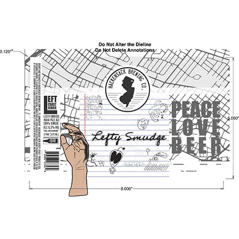Hackensack Lefty Smudge IPA by Hackensack Brewing Co., beer label