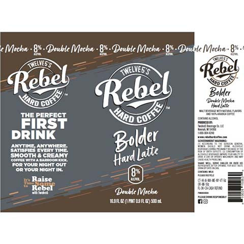 Twelve5's Rebel Double Mocha Hard Latte by Twelve5 Brewing Co. LLC, beer label
