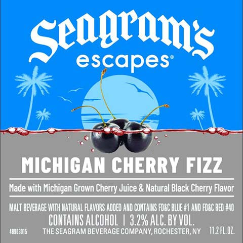 Seagram’s Michigan Cherry Fizz by Seagram, beer label