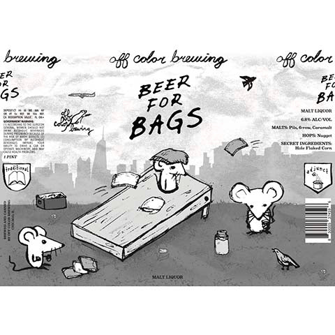 Off Color Beer For Bags Malt Liquor by Off Color Brewing, beer label
