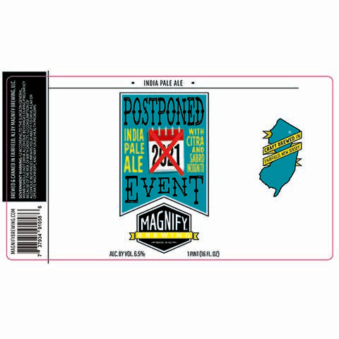 Magnify Postponed Event IPA by Magnify Brewing Company, beer label