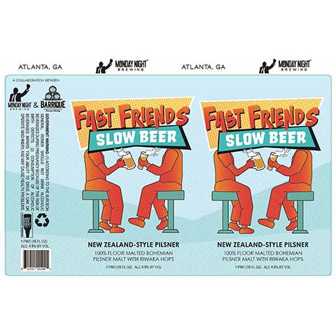 Monday Night Fast Friends Slow Beer New Zealand Pilsner by Monday Night Brewing, beer label