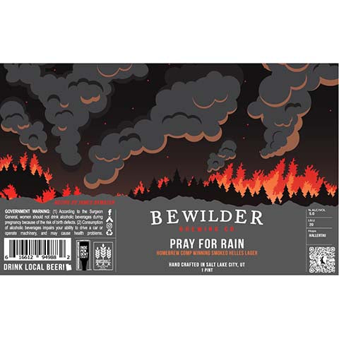 Bewilder Pray for Rain Lager by Bewilder Brewing Co, beer label