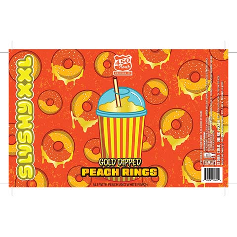 450 North Slushy XXL Gold Dipped Peach Rings Sour by 450 North Brewing Company, beer label