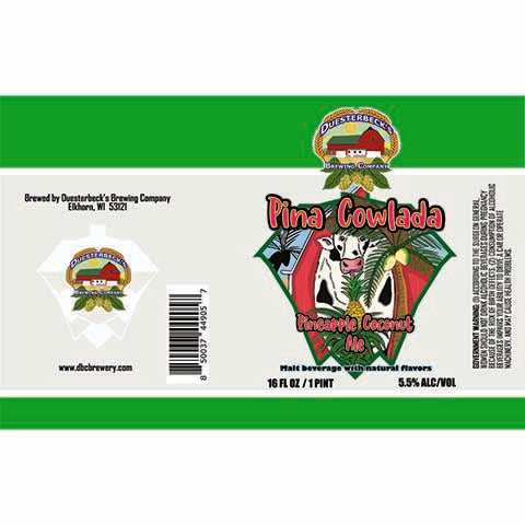 Duesterbeck's Pina Cowlada Pineapple Coconut Ale by Duesterbeck's Brewing Company, beer label