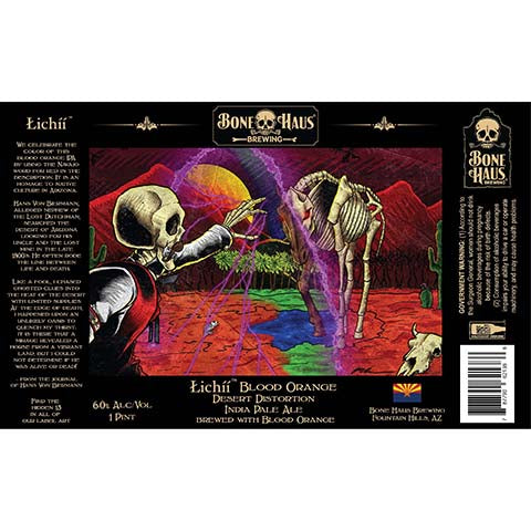 Bone Haus Lichii Blood Orange Desert Distortion IPA by Bone Haus Brewing, beer label