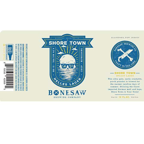 Bonesaw Shore Town Helles Lager by Bonesaw Brewing Co., beer label