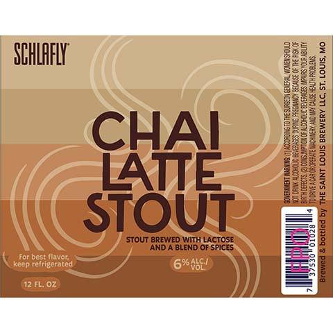 Schlafly Chai Latte Stout by The Saint Louis Brewery LLC., beer label