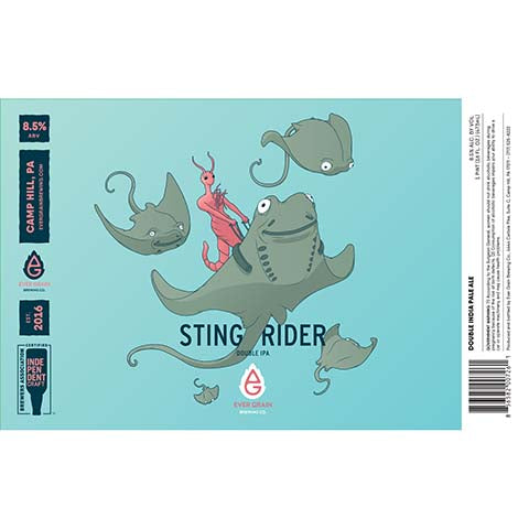 Ever Grain Sting Rider DIPA by Ever Grain Brewing Co, beer label