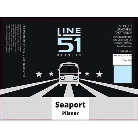 Line 51 Seaport Pilsner by Line 51 Brewing Company, beer label