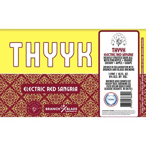 Heavy Reel Thyyk Electric Red Sangria Sour Ale by Heavy Reel Brewing, beer label