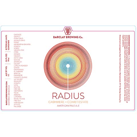 Barclay Radius Pale Ale by Barclay Brewing Co., beer label