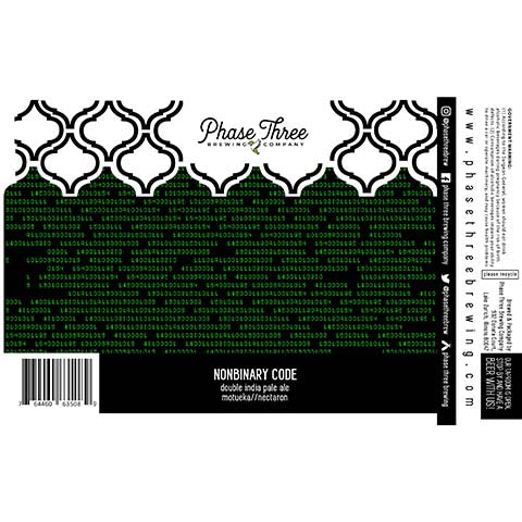 Phase Three Nonbinary Code DIPA by Phase Three Brewing Company, beer label
