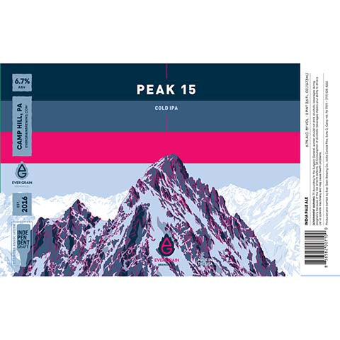 Ever Grain Peak 15 Cold IPA by Ever Grain Brewing Co, beer label