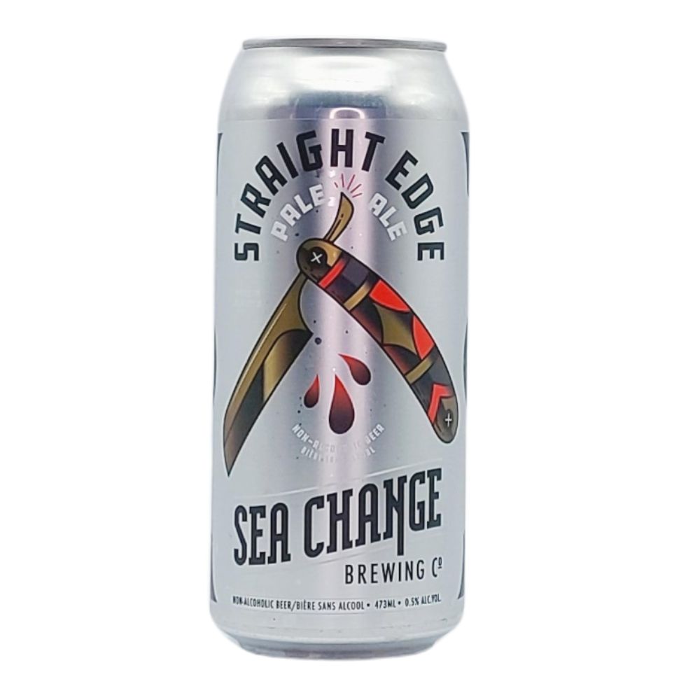 Straight Edge Pale Ale Non-Alcoholic by Sea Change Brewing Co., beer label
