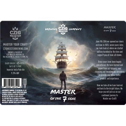 Czig Meister Master of the 7 Seas Imperial IPA by Czig Meister Brewing Co., beer label