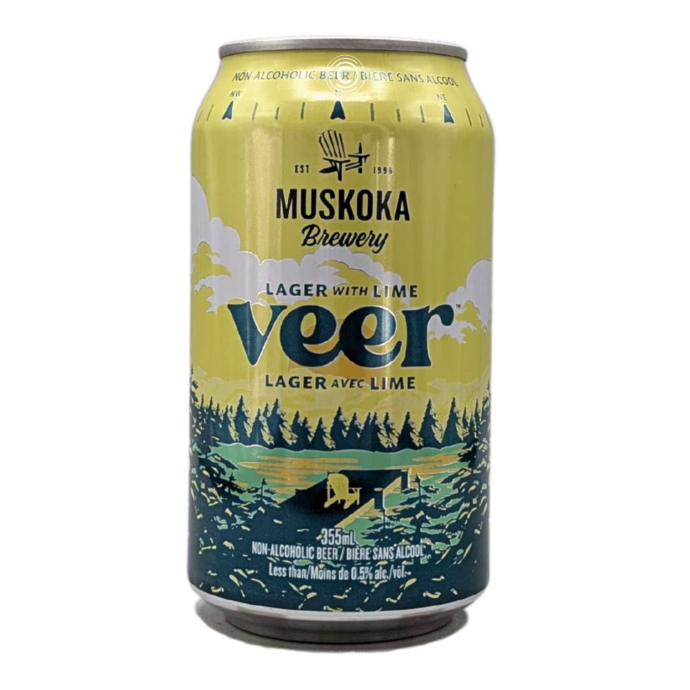 Veer Lager with Lime Non-Alcoholic Beer by Muskoka Brewery, beer label