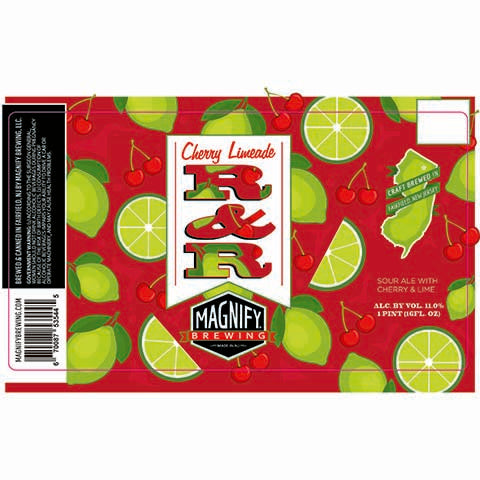 Magnify Cherry Limeade R&R Sour Ale by Magnify Brewing Company, beer label