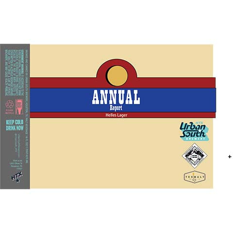 Annual Report Helles Lager by Urban South Brewery, beer label