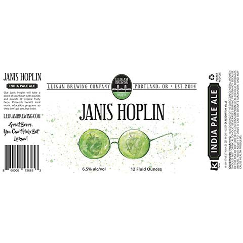Leikam Janis Hoplin IPA by Leikam Brewing Company, beer label