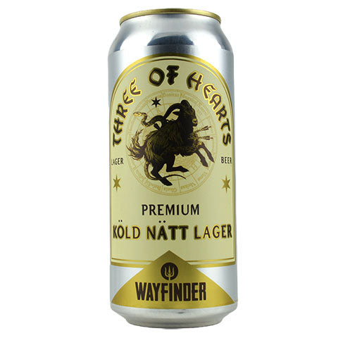 Wayfinder Three Of Hearts Kold Natt Lager by Wayfinder Beer, beer label