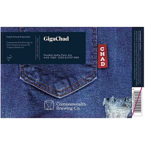 Commonwealth GigaChad DIPA by Commonwealth Brewing Co., beer label