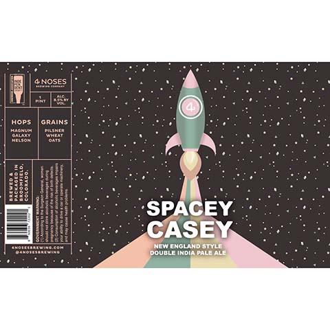4 Noses Spacey Casey NEDIPA by 4 Noses Brewing Company, beer label