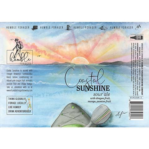 Humble Forager Coastal Sunshine V2: Dragon Fruit, Mango, Passion Fruit by Humble Forager Brewery, beer label